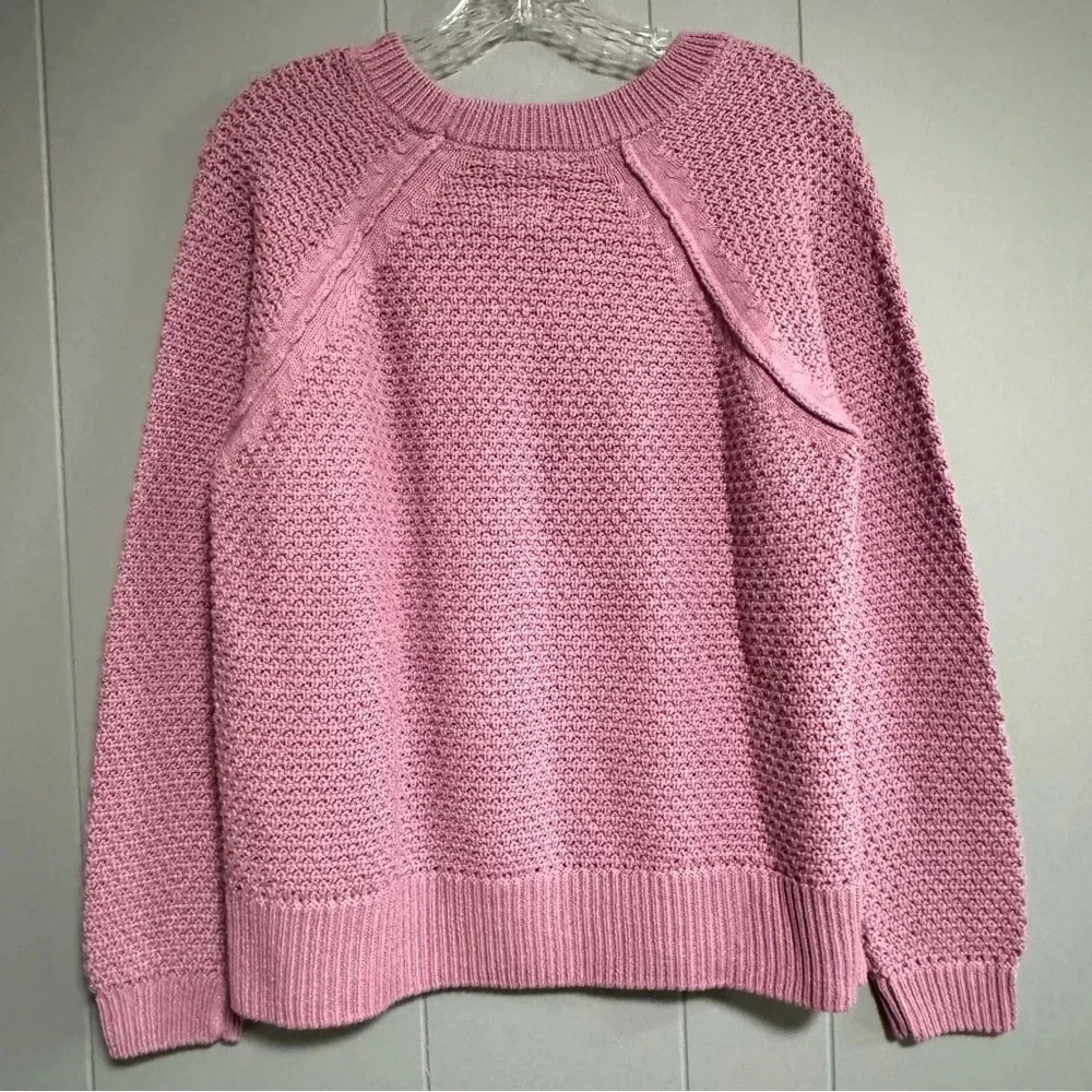 GAP Raglan Sleeve Textured Crewneck Sweater Mauve Lavender Purple Size Medium - Picture 2 of 8